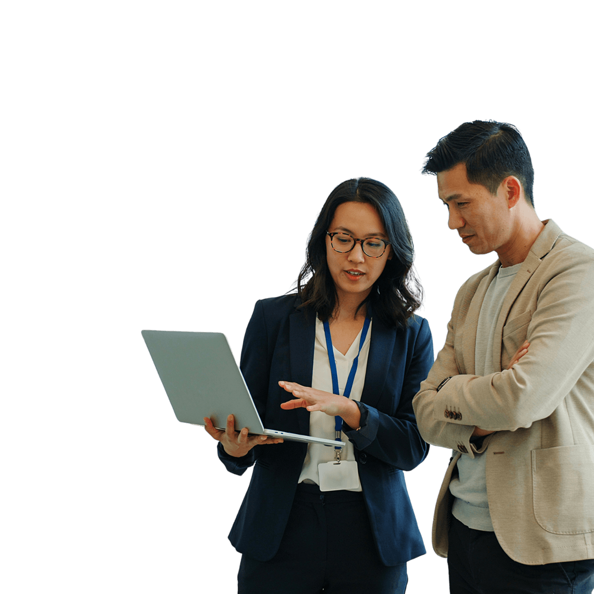 Hiring managers reviewing applicants on a laptop