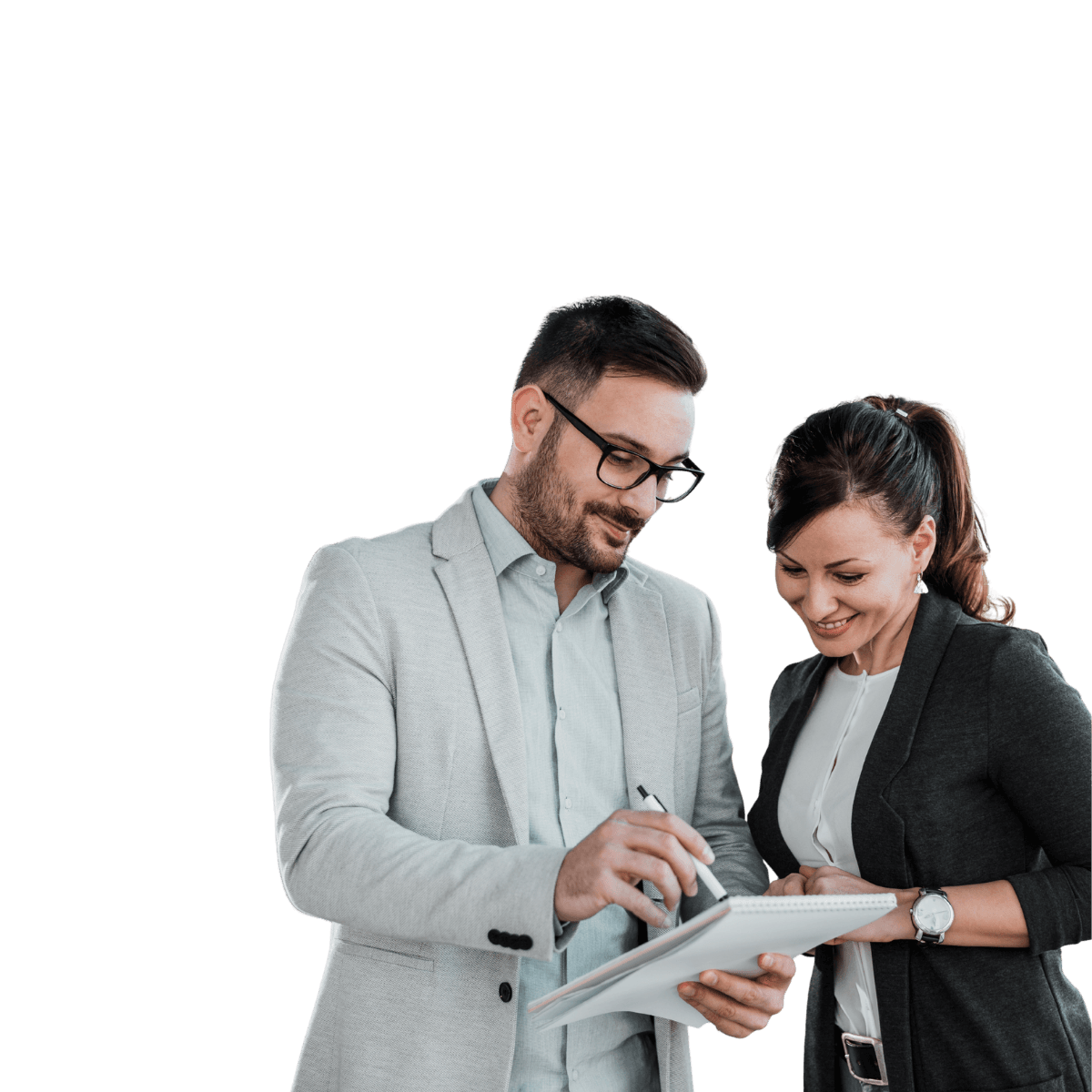 Operations leads reviewing hiring progress on a notepad